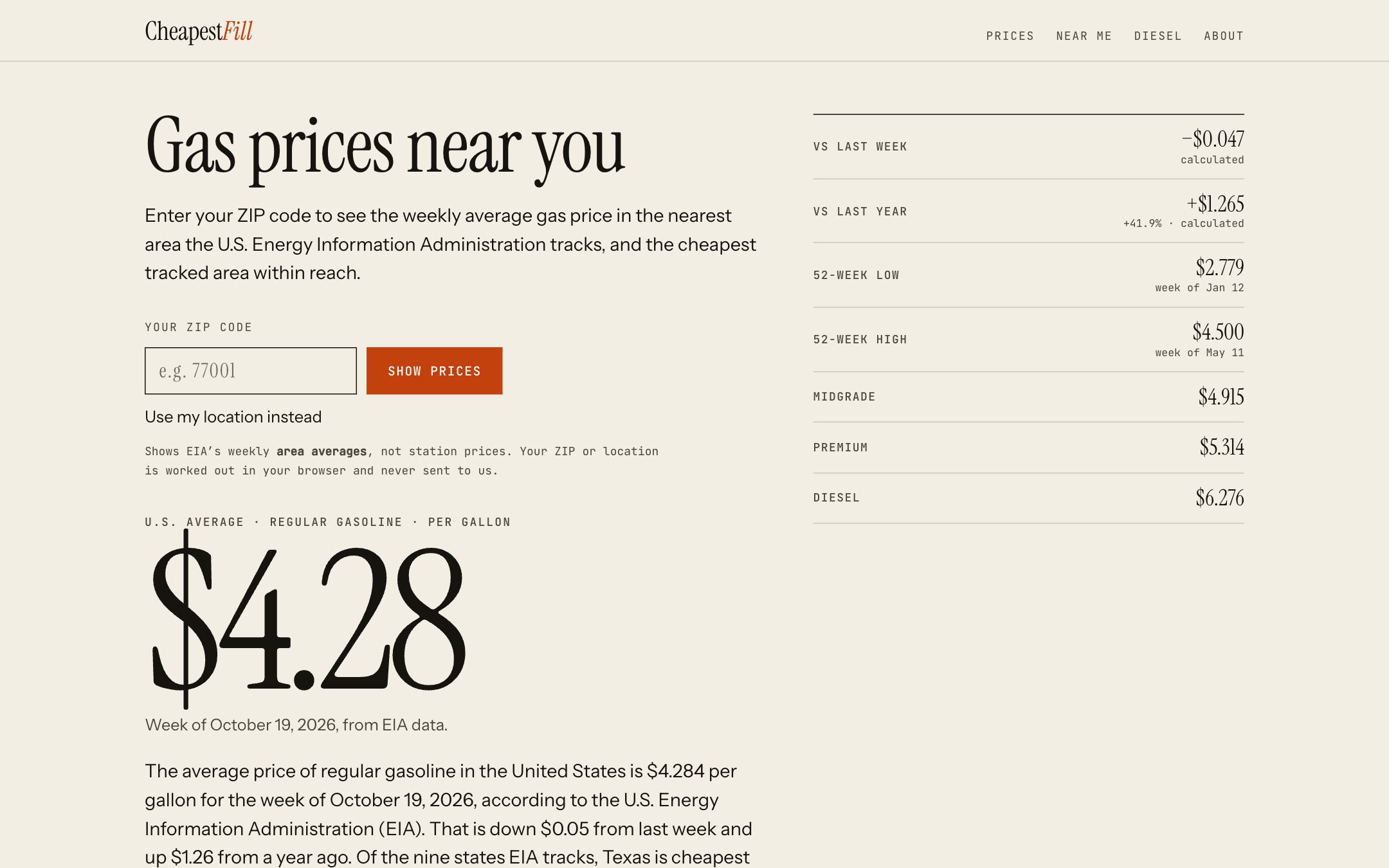 Cheapest Fill homepage